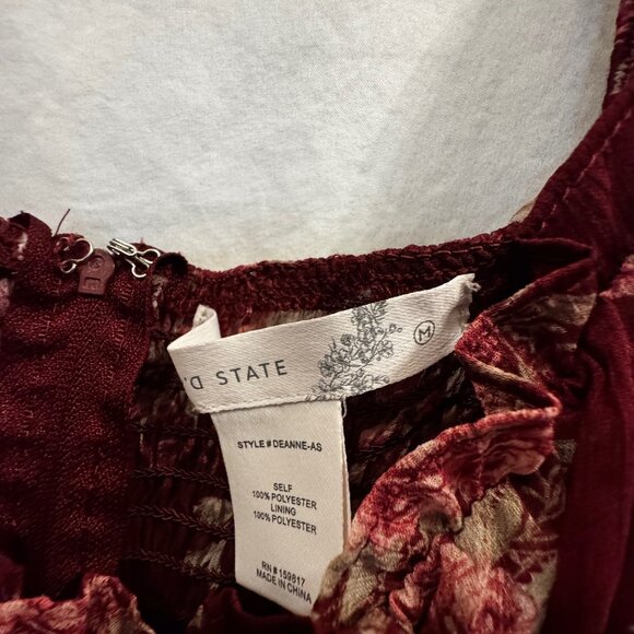 Altar'd State | Deane Floral Tiered Maxi Dress | Burgundy | Medium - Picture 3 of 7